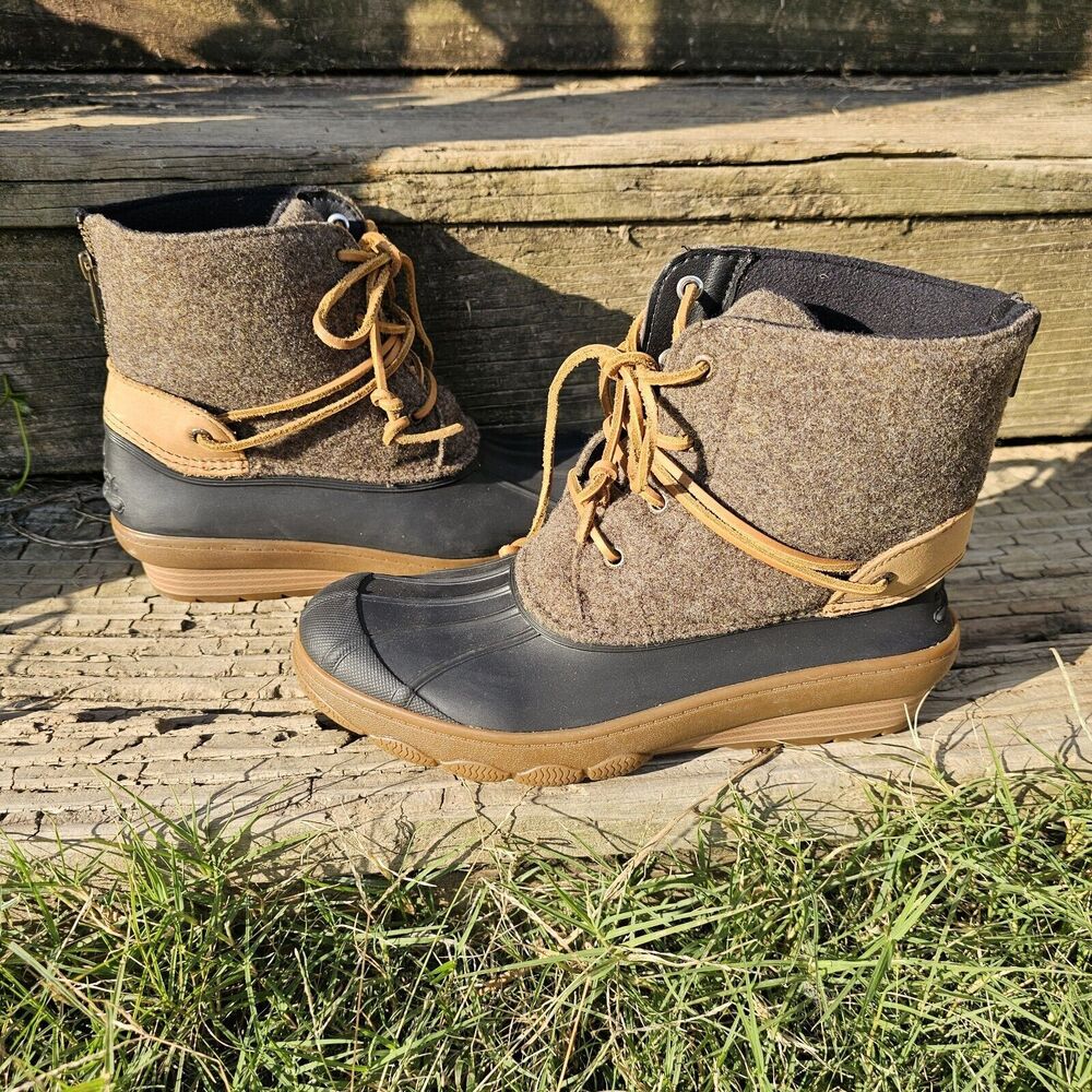 SPERRY Women's Top Sider Saltwater Wedge Tide Wool Duck Shoes Boots Sz 8